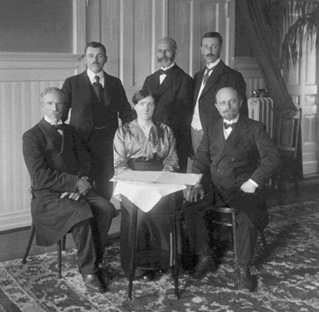 Første Landsstyret ved stiftelsen av Norske Døves Landsforbund, 18. mai 1918.